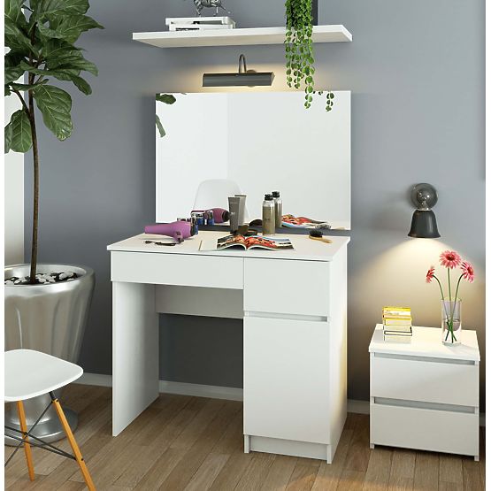 SCHMINKTISCH MIT SPIEGEL CLP P-2/SL 900x600 RECHTS PK WEISS