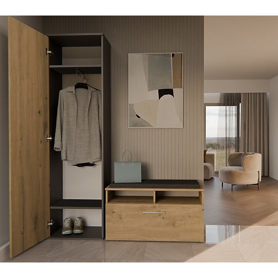 Schrank DUO ANTHRAZIT EICHE ARTISAN