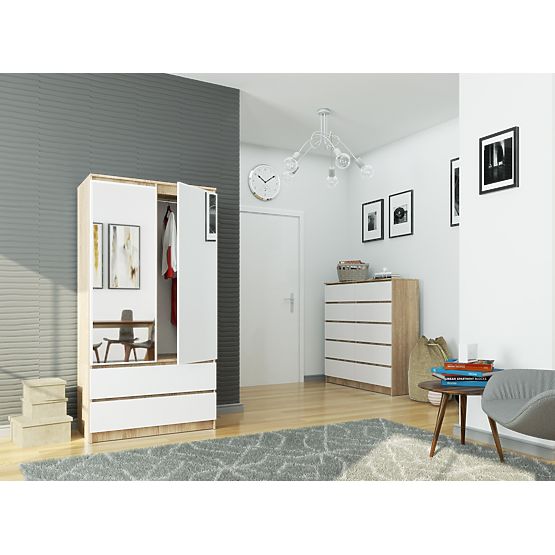 SCHRANK S90 2D 2SZ 2 SPIEGEL CLP PK SONOMA / WEISS