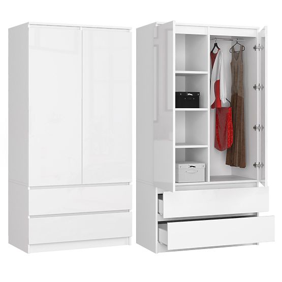 SCHRANK S90 2D 2SZ CLP PK WEISS GLANZ