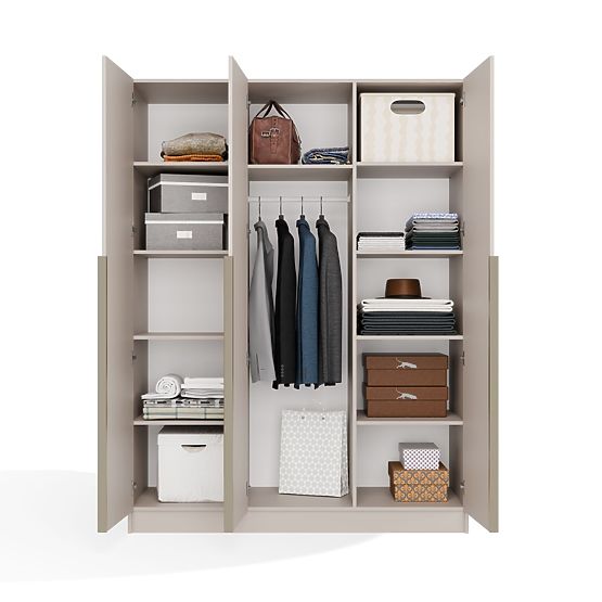 SCHRANK SENSO 3D 150 CM 3 TÜREN GOLDENE GRIFFE FÜR WOHNZIMMER SCHLAFZIMMER KASCHMIR BEIGE
