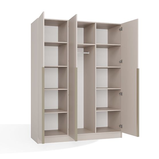 SCHRANK SENSO 3D 150 CM 3 TÜREN GOLDENE GRIFFE FÜR WOHNZIMMER SCHLAFZIMMER KASCHMIR BEIGE