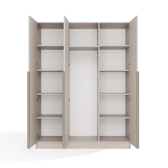 SCHRANK SENSO 3D 150 CM 3 TÜREN GOLDENE GRIFFE FÜR WOHNZIMMER SCHLAFZIMMER KASCHMIR BEIGE