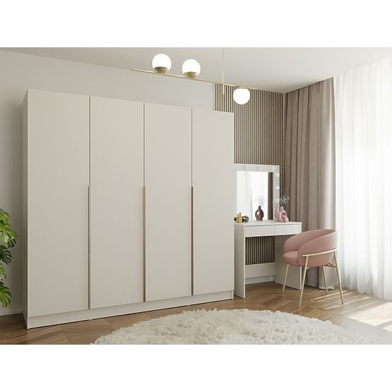 SCHRANK SENSO 4D 200 CM 4 TÜREN GOLDENE GRIFFE FÜR WOHNZIMMER SCHLAFZIMMER KASCHMIR BEIGE