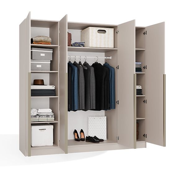 SCHRANK SENSO 4D 200 CM 4 TÜREN GOLDENE GRIFFE FÜR WOHNZIMMER SCHLAFZIMMER KASCHMIR BEIGE