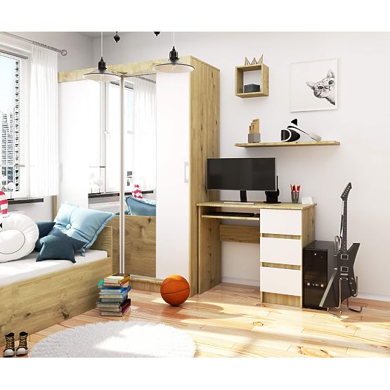 SCHREIBTISCH A-6 CLP EICHE ARTISAN / WEISS RECHTS