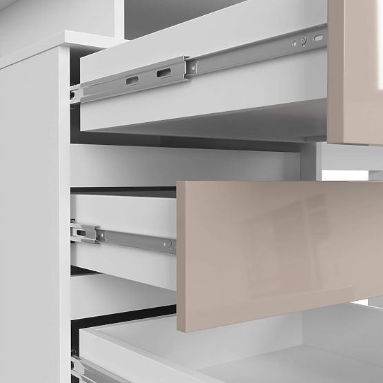 SCHREIBTISCH CLP 135 cm PK WEISS / CAPPUCCINO GLANZ