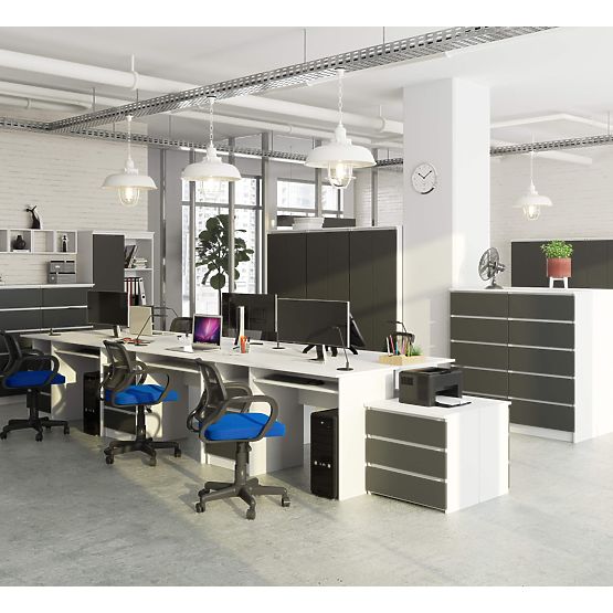 SCHREIBTISCH CLP 135cm PK WEISS / GRAU