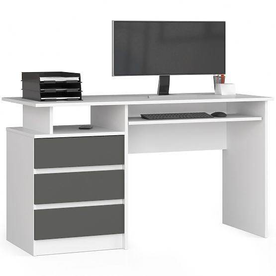 SCHREIBTISCH CLP 135cm PK WEISS / GRAU