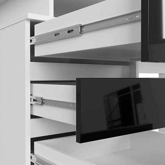 SCHREIBTISCH CLP 135cm PK WEISS / SCHWARZ GLANZ