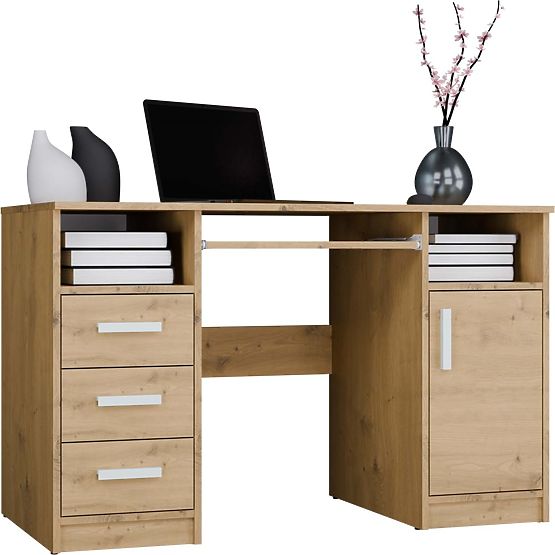 SCHREIBTISCH DELTA EICHE ARTISAN 120 cm 3 Schubladen Schrank Regal Für Büro Zimmer Für Laptop