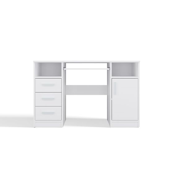 SCHREIBTISCH DELTA WEISS 120 cm 3 Schubladen Schrank Regal Für Büro Zimmer Für Laptop