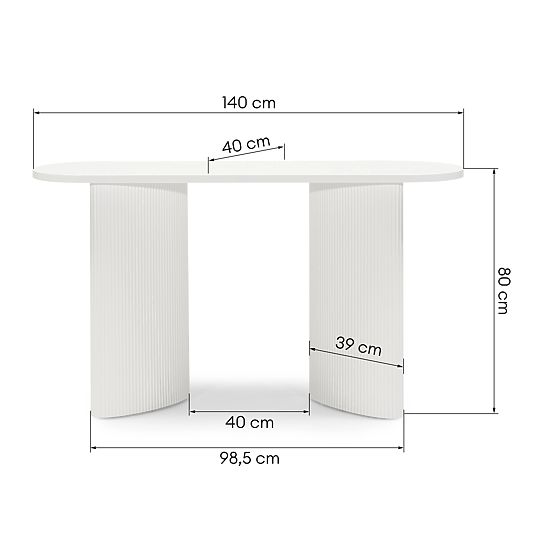 Schreibtisch/Konsole Pauline 140 cm, weiß, Lamellen