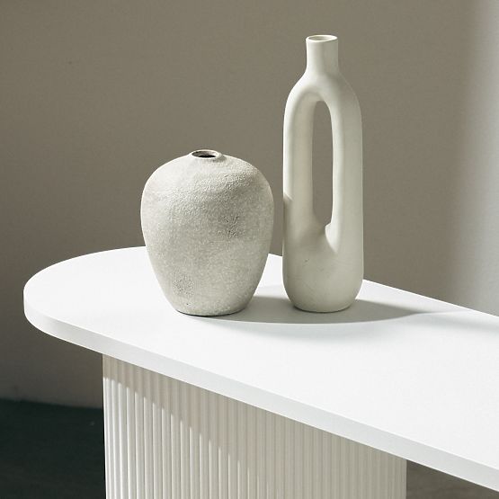 Schreibtisch/Konsole Pauline 140 cm, weiß, Lamellen