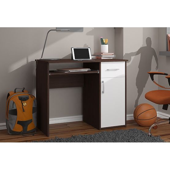 SCHREIBTISCH PIN WENGE / WEIß