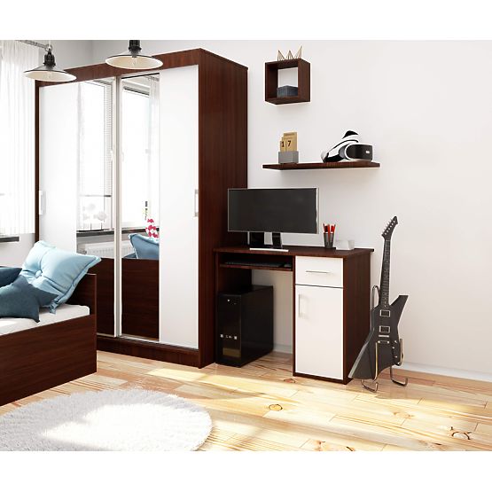 SCHREIBTISCH PIN WENGE / WEIß