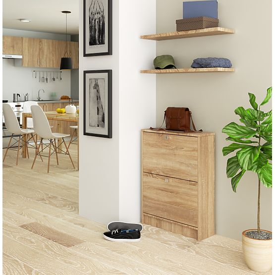 SCHUHSCHRANK 2 KLAPPFÄCHER EICHE SONOMA