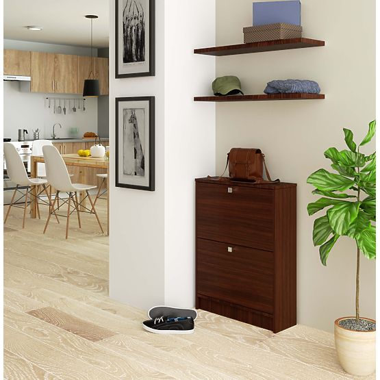 Schuhschrank 2 Klapptüren 60 cm - Wenge