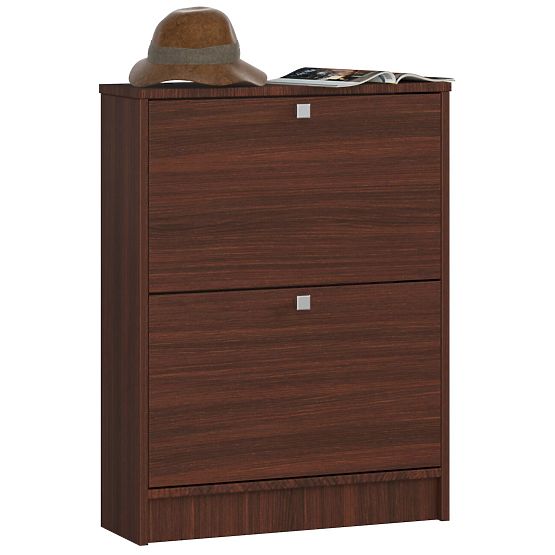 Schuhschrank 2 Klapptüren 60 cm - Wenge