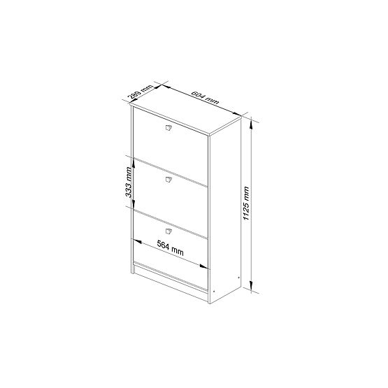 SCHUHSCHRANK 3 KLAPPBARE TÜREN 60 cm WEISS HOCHGLANZ