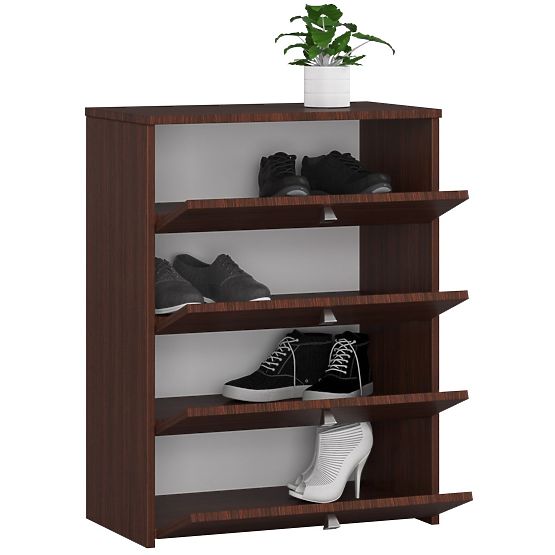 SCHUHSCHRANK MIT 4 KLAPPTÜREN 60 cm WENGE