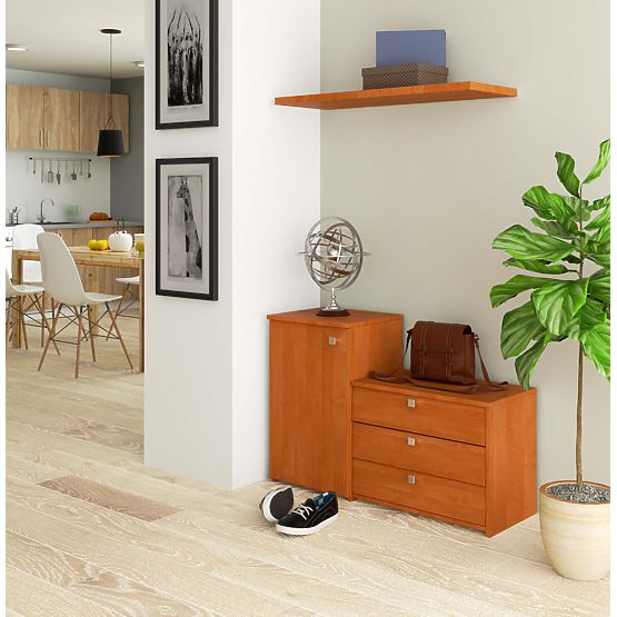 Schuhschrank S16 mit Kommode 3 Klapptüren - Erle