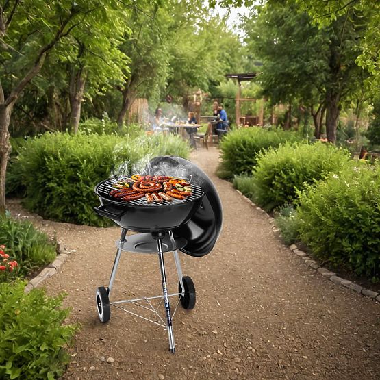 Schwarzer Gartenkohlegrill RUND