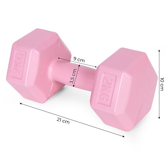 Sechseckige Hanteln Set 2x2 kg Fitness Gewichte rosa ModernHome