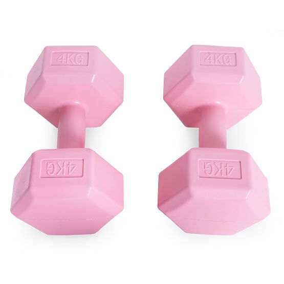 Sechseckige Hanteln Set 2x4 kg Fitnessgewichte rosa ModernHome