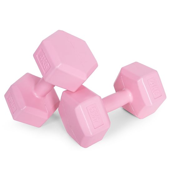 Sechseckige Hanteln Set 2x4 kg Fitnessgewichte rosa ModernHome