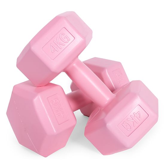Sechseckige Hanteln Set 2x4 kg Fitnessgewichte rosa ModernHome