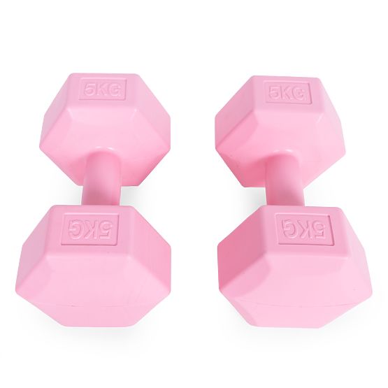 Sechseckige Hanteln Set 2x5 kg Fitnessgewichte rosa ModernHome