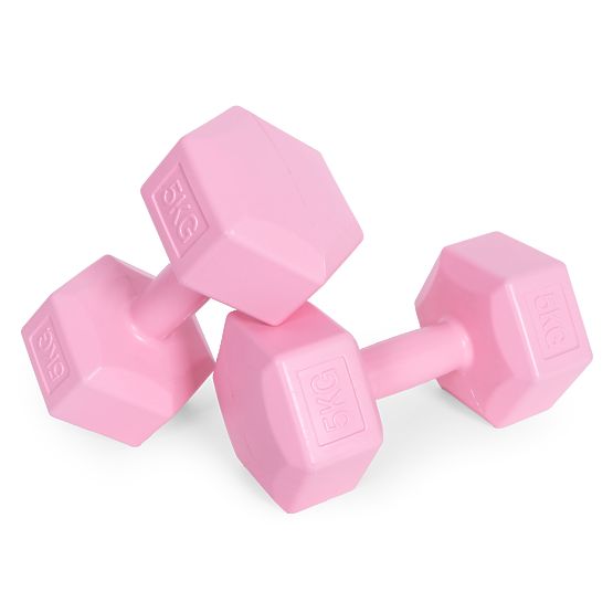 Sechseckige Hanteln Set 2x5 kg Fitnessgewichte rosa ModernHome