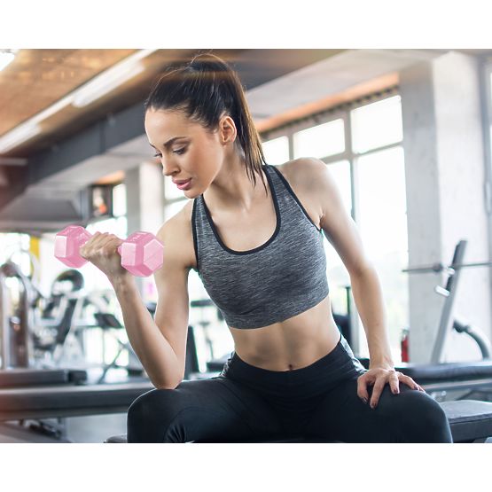 Sechseckige Hanteln Set 2x5 kg Fitnessgewichte rosa ModernHome