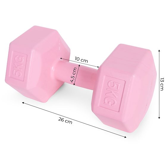 Sechseckige Hanteln Set 2x5 kg Fitnessgewichte rosa ModernHome