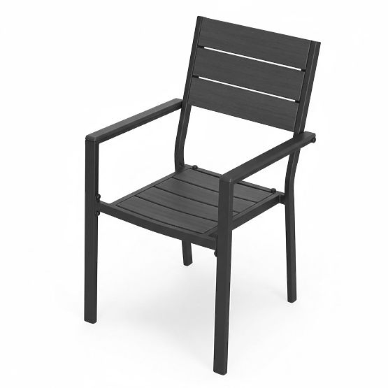 Set aus 2 Gartenstühlen für Terrasse Balkon Stahl HDPE grau MultiGarden