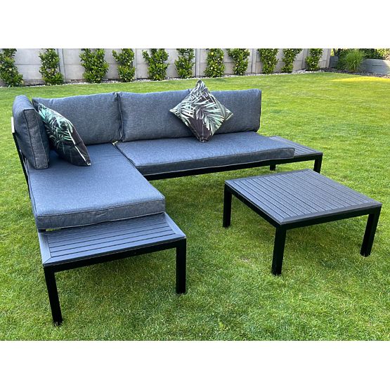Set aus 2 x Eck-Zweisitzer-Sofa aus Stahl VENTO Couchtisch Schwarz