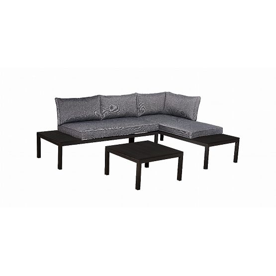 Set aus 2 x Eck-Zweisitzer-Sofa aus Stahl VENTO Couchtisch Schwarz