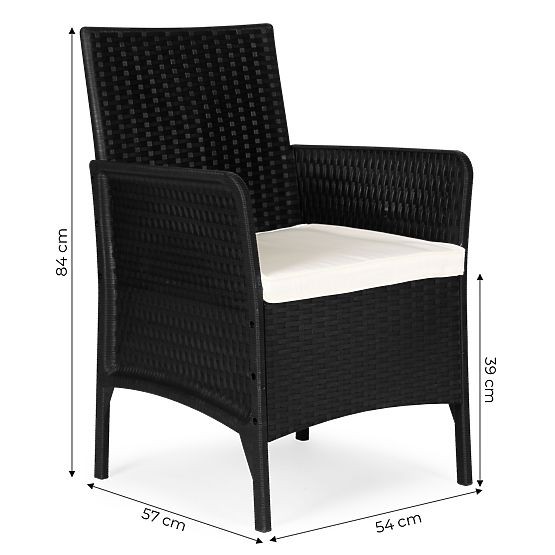 Set aus 2x Gartenstuhl mit Kissen, Stuhlset für Balkon, Terrasse, Garten schwarz MultiGarden