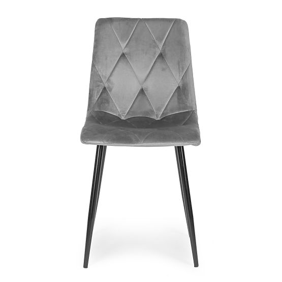 Set aus 4 gepolsterten Samtstühlen für Ess- und Wohnzimmer - grau