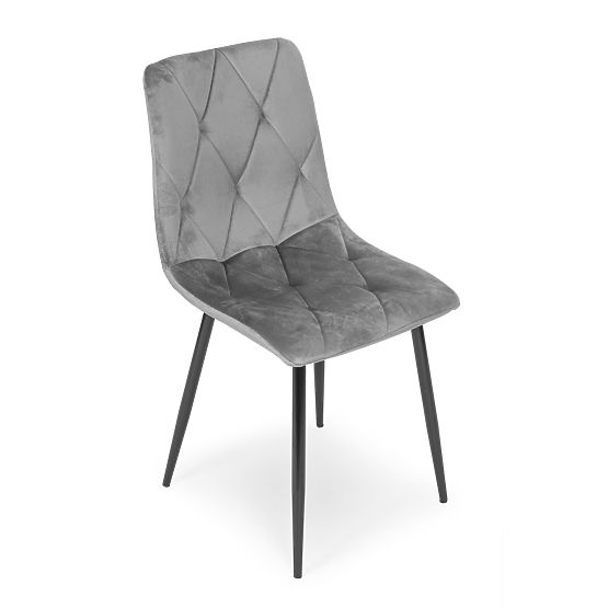 Set aus 4 gepolsterten Samtstühlen für Ess- und Wohnzimmer - grau