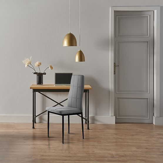 Set aus 4 gepolsterten Stühlen für Ess- und Wohnzimmer, grau