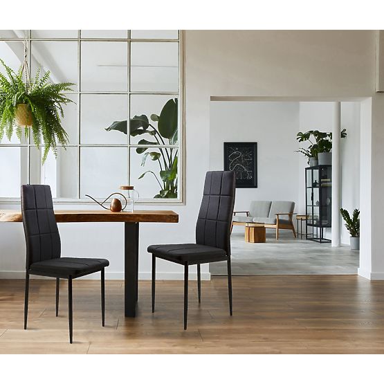 Set aus 4 gepolsterten Stühlen für Ess- und Wohnzimmer, schwarz