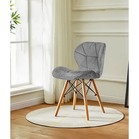 Set aus 4 Samtstühlen für Ess- und Wohnzimmer - Grau