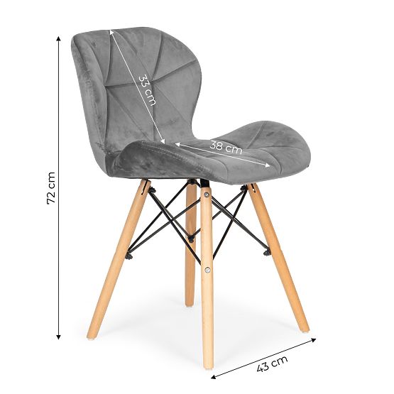 Set aus 4 Samtstühlen für Ess- und Wohnzimmer - Grau