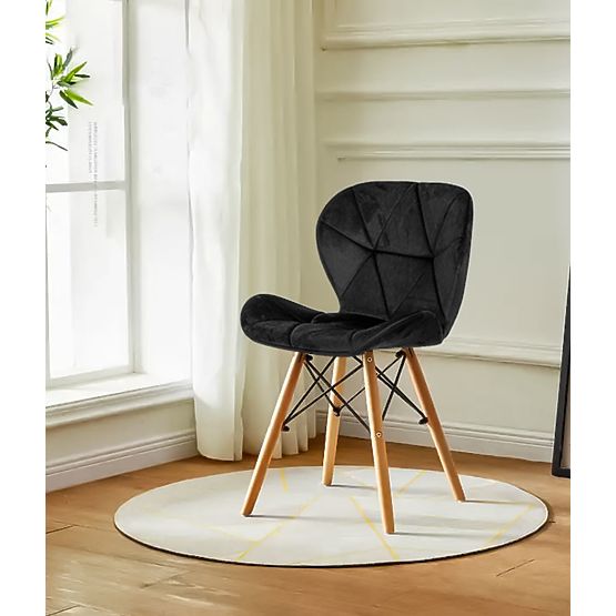 Set aus 4 Samtstühlen für Esszimmer und Wohnzimmer - schwarz