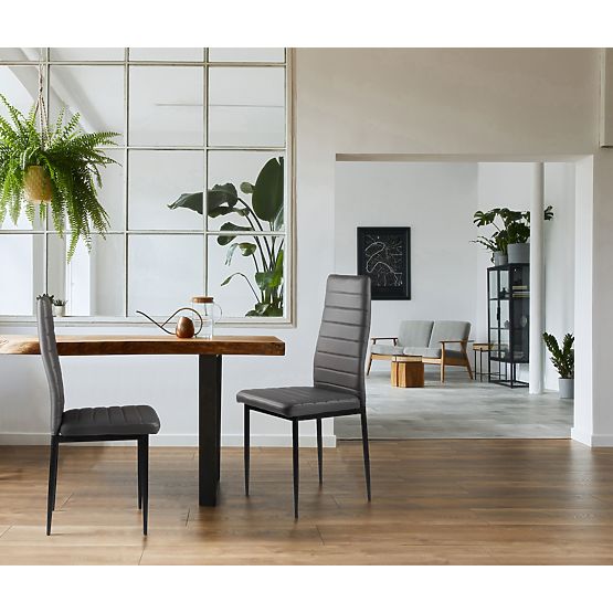 Set aus 4 Stühlen aus Kunstleder mit hoher Rückenlehne - grau