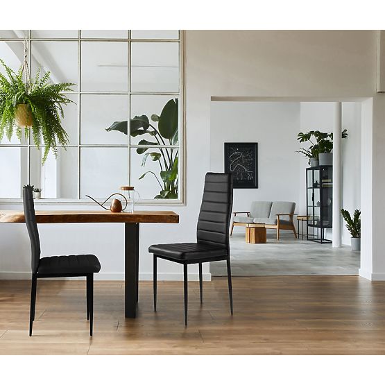 Set aus 4 Stühlen aus Kunstleder mit hoher Rückenlehne - schwarz