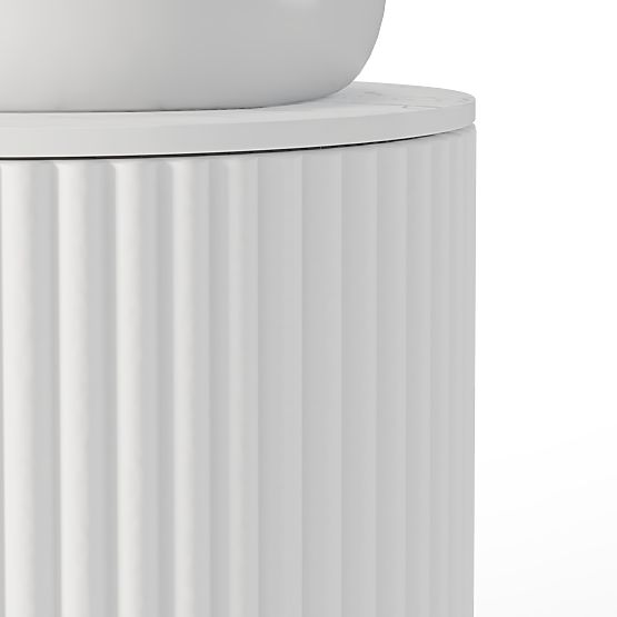 Set aus Schrank mit Platte und Waschbecken La promessa 40 cm, geriffelt, abgerundet, weiß