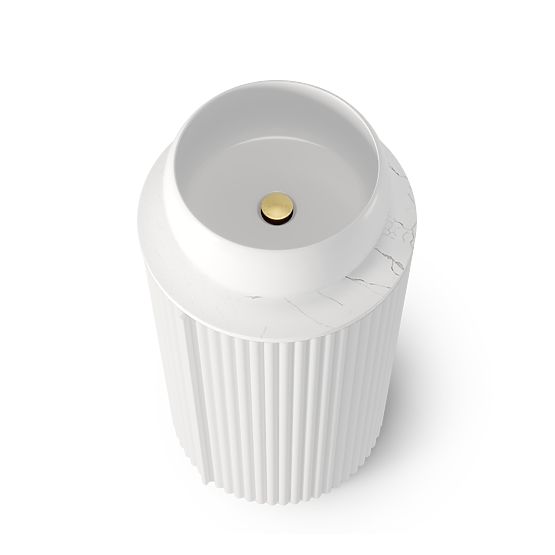 Set aus Schrank mit Platte und Waschbecken La promessa 40 cm, geriffelt, abgerundet, weiß